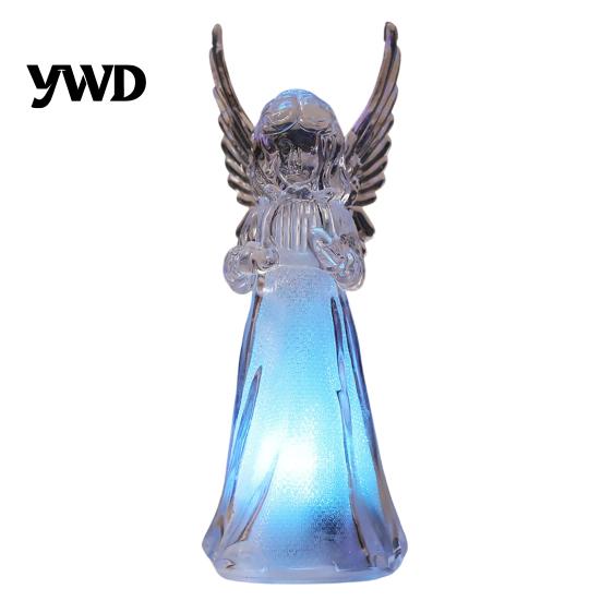 Prayer Angel Figurine Guardian Night Light, Small Reading Playing Music Acrylic Statue Decoration with LED Light for Desk, Table, Shelf Decor Peaceful