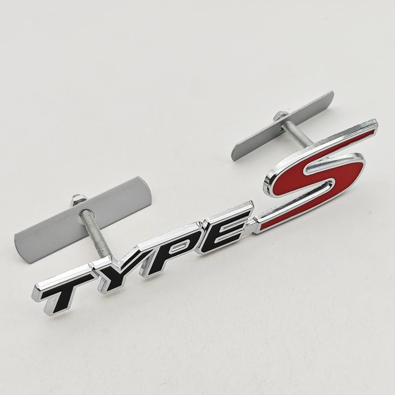 3D Metal Type R S Logo Front Grill Badge Rear Trunk Emblem Sticker Decals For Honda Civic TYPER CRV Accord Fit Car Accessories