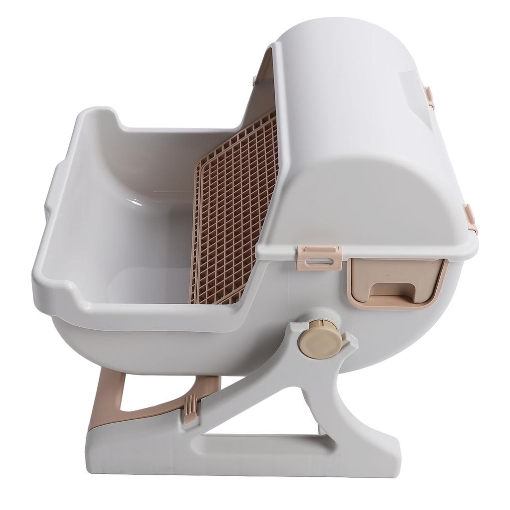 Semi Automatic Cat Litter Box Plastic Easy Assembly Semi Enclosed Cat Litter Box Large Kitty Litter