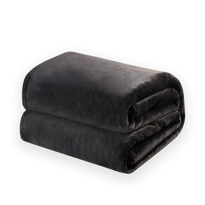 Black Mink Fleece Throws Super Soft Reversible Twin Queen Size Sofa Bed Blanket