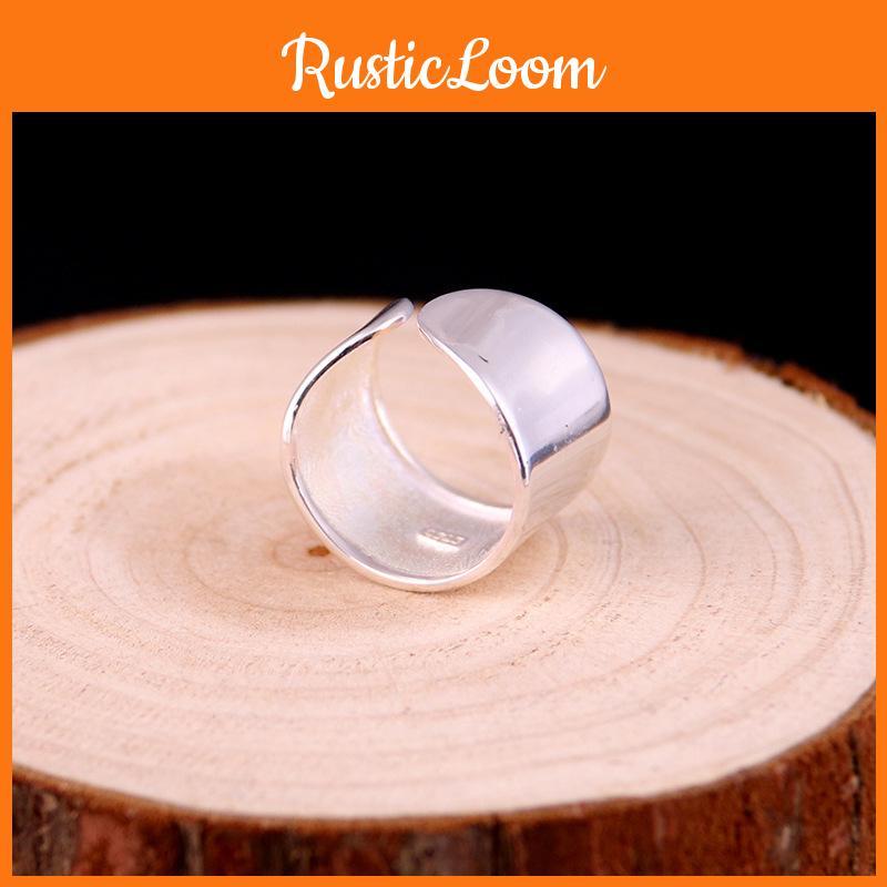 Beautiful Pure S925 Silver Ring For Women Trendy Minimalist Wide Band Design
