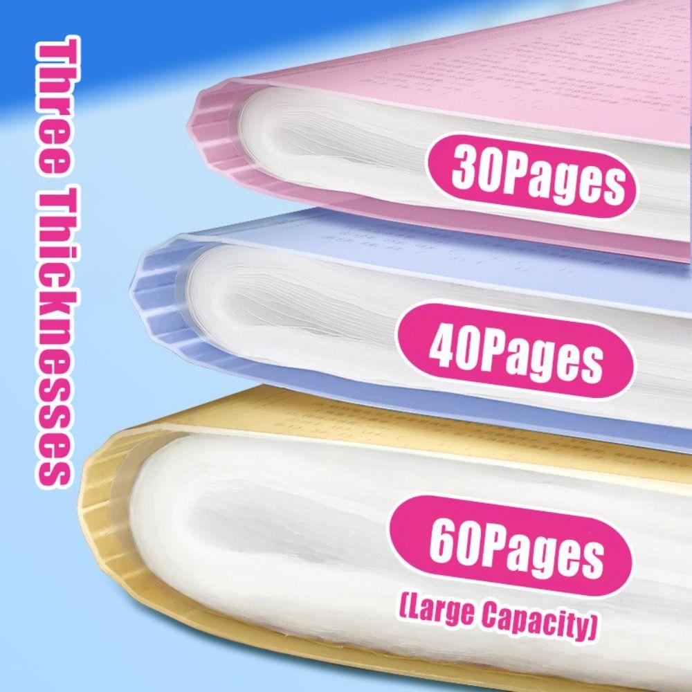 Transparent File Bag Gradient Color Insert Paper Storage Booklet A3 File Folder  School Office