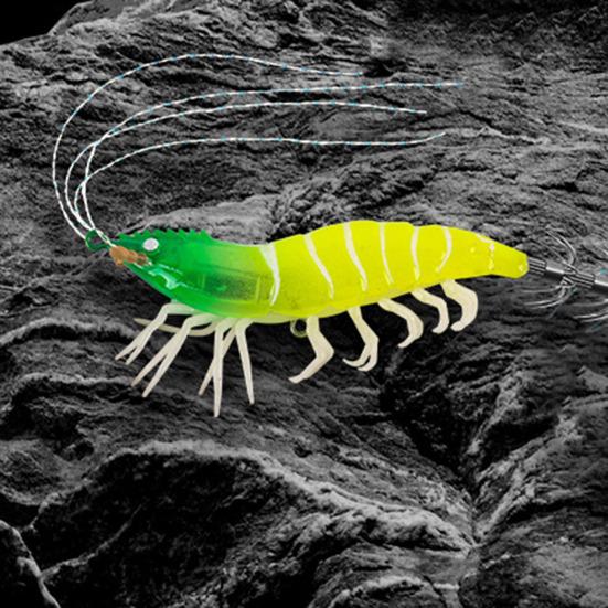 Luminous Shrimp Bait with Squid Jig Hook Realistic Bionic Artificial