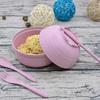 Microwave Ramen Cooker Instant Noodles Bowl with Handle Wheat Straw Tableware with Spoon Chopsticks Fork Dorm Kitchen dinnerware