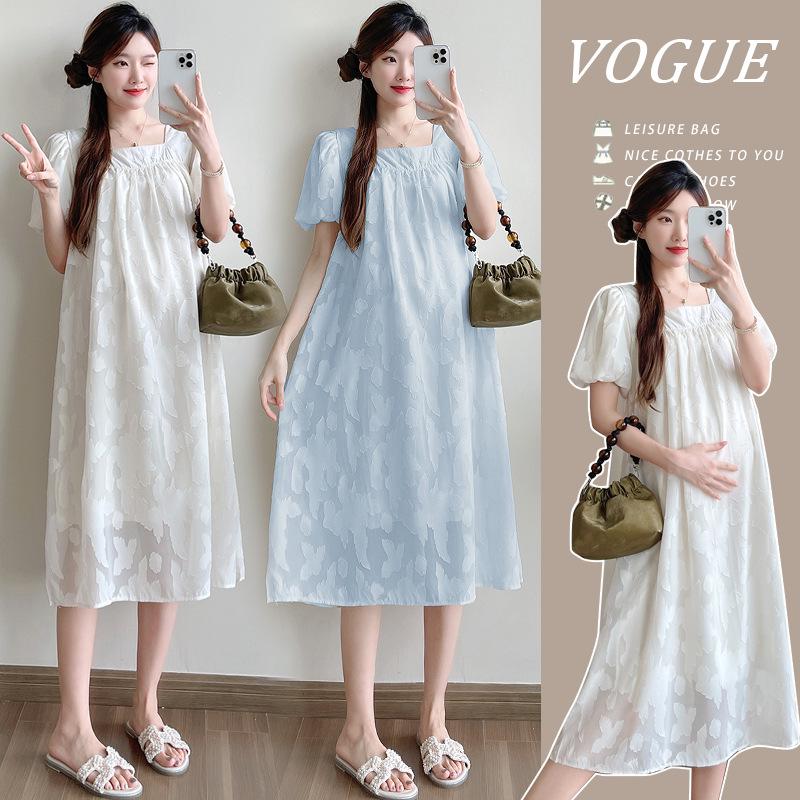 Gentle Summer 2026 Lace Crochet Mid-Length Maternity Dress 2XL