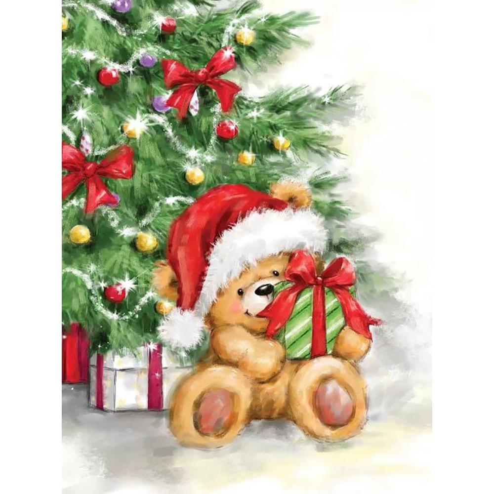 Diamond Painting Christmas Teddy Bear Picture Of Rhinestone Diamond Embroidery Cartoon Mosaic Handmade Christmas Gift