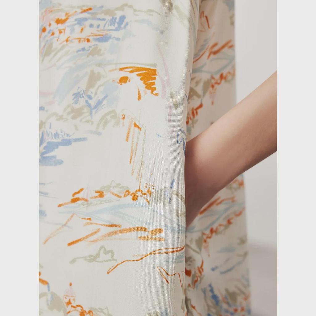 Ladies' Short-Sleeved Silk Dress - 2025 Spring/Summer, New Twill Silk, Chinese Style, 100% Mulberry Silk Skirt