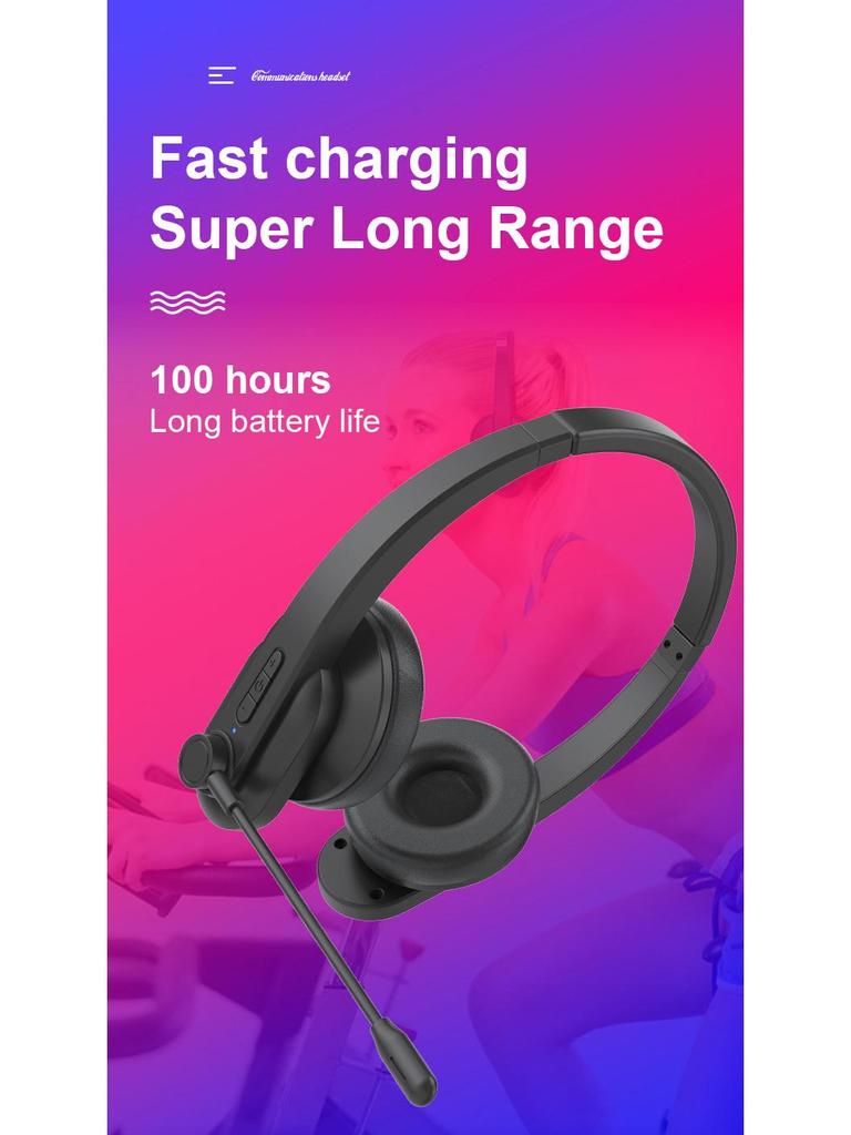 Wireless Bluetooth 2.4G Gaming Headset with ENC Noise Cancelling Mic, Low Latency for Computer, TV, Aviation, and Customer Service