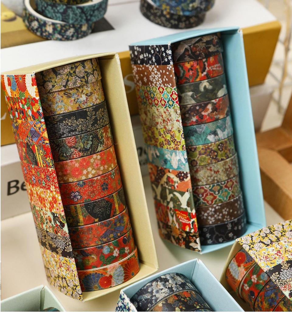 10 Rollen Kyoto Ukiyo-e Washi Tape Set Japanische Traditionelle Kunst Retro Welle Floralmuster Masking Tape für Tagebuch Album