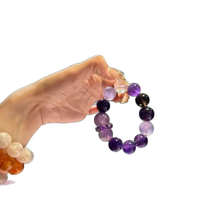 Natural Amethyst and White Crystal Luck Transfer Bracelet - Original Design