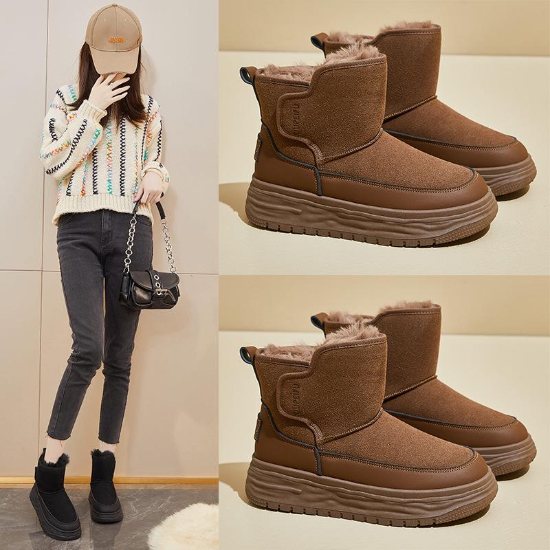 Velvet High Top Snow Boots for Women 2024 Winter New Student Ins Korean Version Warm Casual Shoes Cotton Shoes