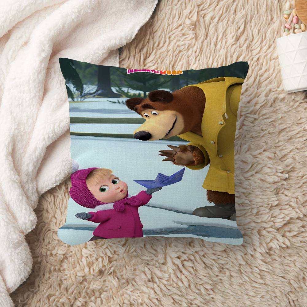 Cartoon MMasha And The BBears Pillow Cushion Cover Pillowcase Living Room Sofa Home Decor Customized