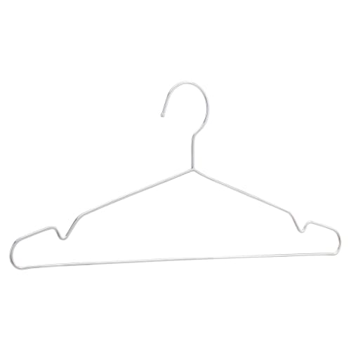 Basic Hangers, 50-Piece Set, Stainless Steel, Slim, Rust-Resistant, Stiff and Shrunk-Resistant, Silver
