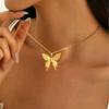 Stainless Steel Sweet Pendant Necklace Women Fairy 3D Butterfly Clavicle Necklace Exquisite Anti-Allergy Party Jewelry Accessory