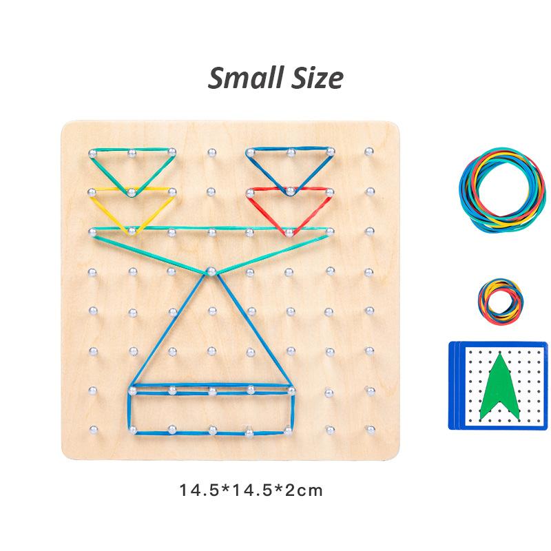 

Wooden Montessori Educational Toys Graphics Rubber Tie Nail Boards Game Flash Cards for Kids Early Education Children Toys
