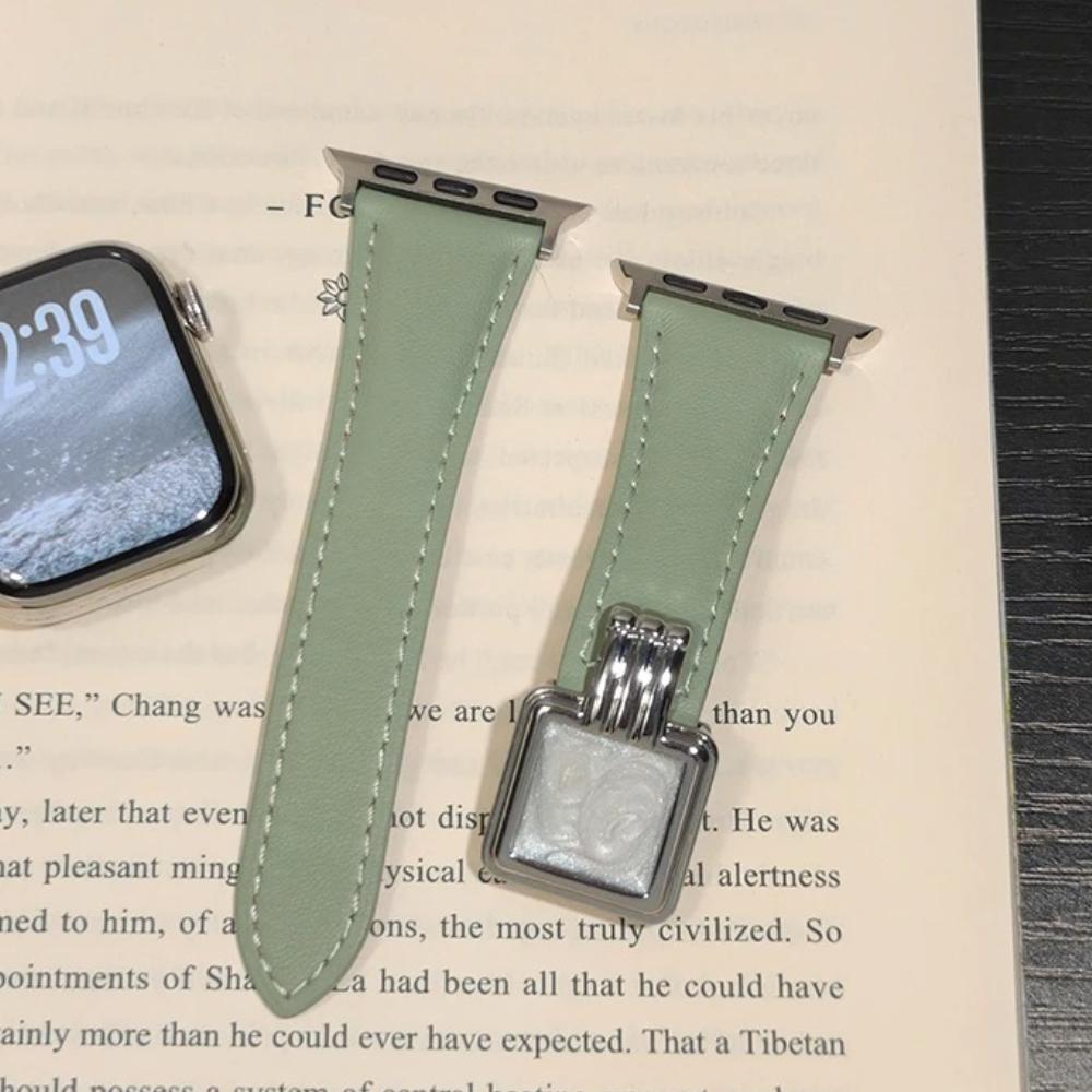 Lady Luxury Leather Strap for Apple Watch Serise11 42mm 46mm Malachite Band for Iwatch Serise10 9 8 7 6 5 4 Se 3 2 Elegant Ultra3 49mm Bracelet