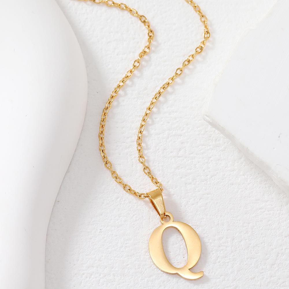 Polished Stainless Steel Alphabet Necklace - Women's Daily Wear Clavicle Chain