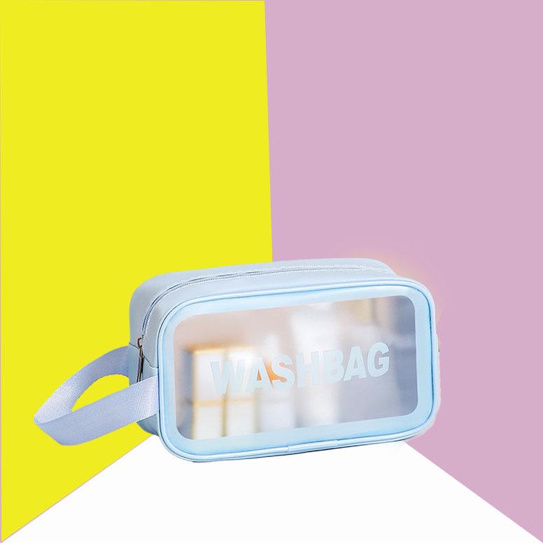 Korean-Style Frosted Transparent PU Cosmetic Bag: Large, Waterproof, Thickened, and Portable Toiletry Storage Regular (Transparent Frosted Cosmetic Bag)