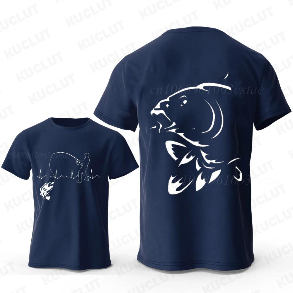 Eat Sleep Fishing Heartbeat Unisex T-Shirts Tops Unisex Fisherman Fish T-shirt Short Sleeve Fashion Brand Loose Tee Shirt for Male