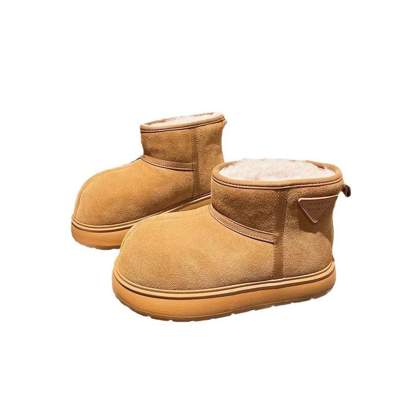 Thick-soled Snow Boots Women's 2025 New Winter Velvet Warm Short Tube Ugly Cute Big Cotton Shoes Bread Shoes Short Boots