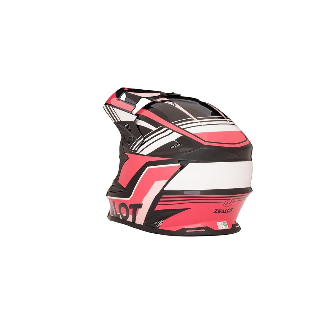 ZEALOT Mud Jumper II Size Off-Road Helmet, Graphic, Pink/Black, S, 55-56cm, MJ0020/S