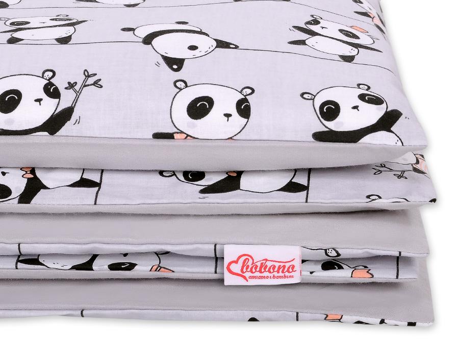 Double-sided 2-piece cotton children's bedding - gray pandas