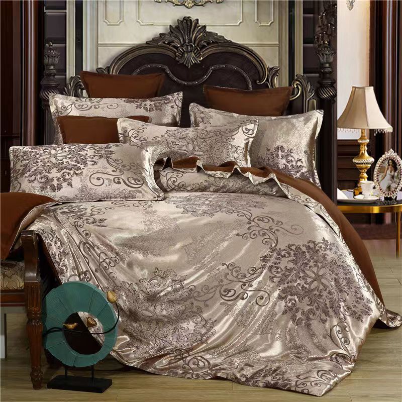 4pcs/set  Luxurious and Comfortable Bedding Set  Soft Silk Duvet Cover  Bed Sheet Pillowcase Set