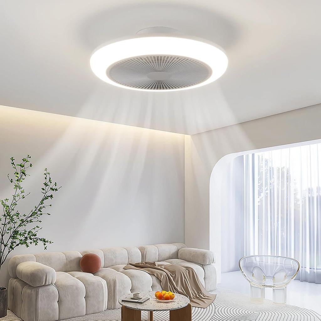 Silent Ceiling Fan Light with Integrated Remote for Bedroom or Living Room