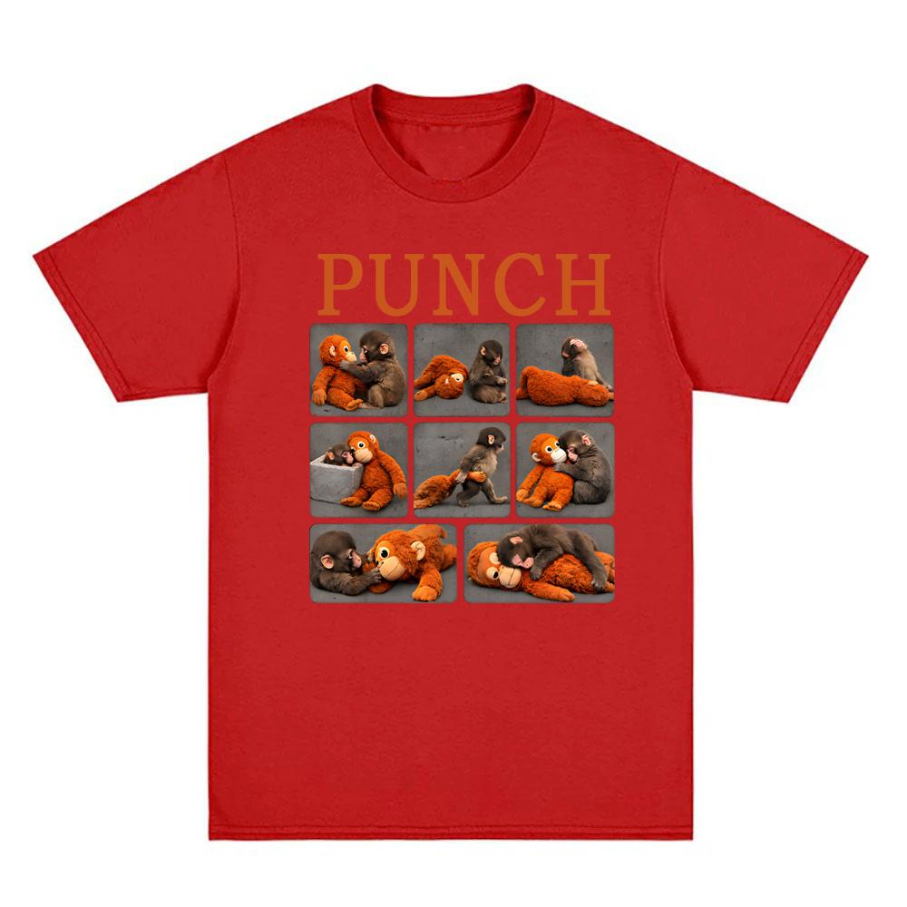 Punch Monkey Japanese Macaque Teeshirt Orangutan Plush Toy Short Sleeve Tees Summer 100Cotton Sudaderas Comfortable Tshirt S