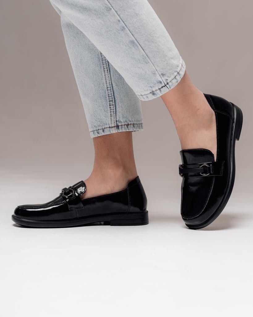 Лоферы женские Allsy 196338 36 черные лаковая кожа