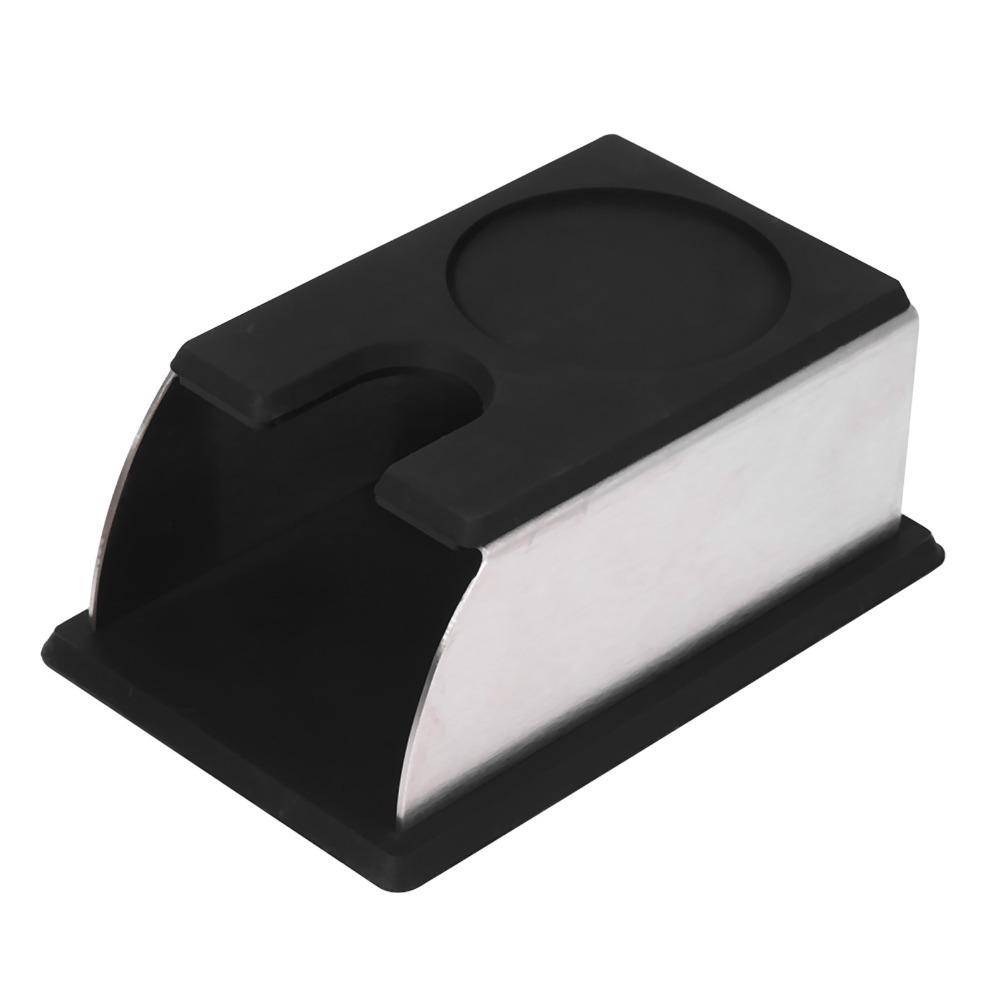 Stainless Steel Coffee Tamper Holder Silicone Rustproof Tamping Holder Durable Black Coffee Powder Maker Stand Coffee Making