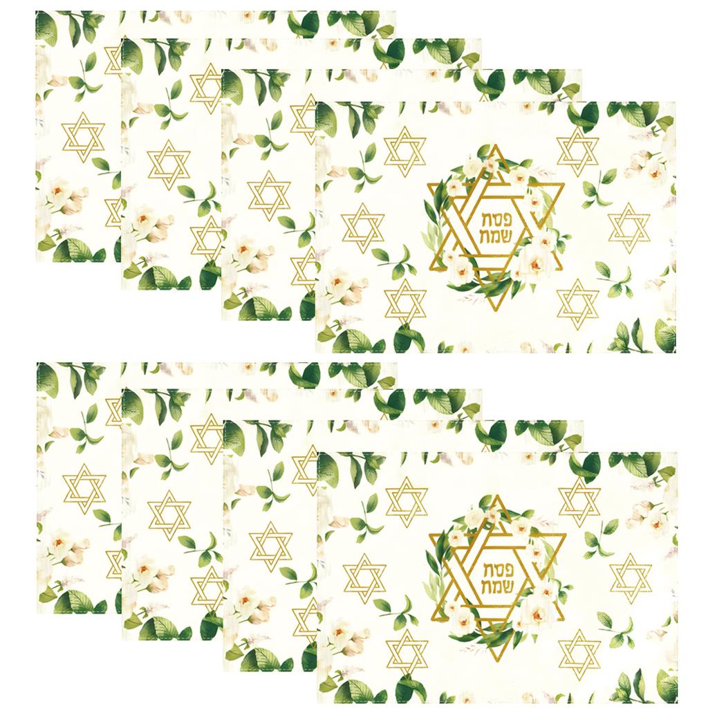 4/6/8pcs Hexagram Flower Passover Placemats, Made Of, Jewish Festival Placemats with Six-pointed Star Design, Perfect for Hanukkah and Passover Party