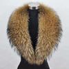 Natural Raccoon Fur Collar Scarf Genuine Fur Scarves Shawl Neck Warmer Fur Square Collar Women Long Scarf Winter Fox Fur Collar