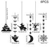 6pcs Halloween Hanging Banner Garland Scary Spider Witch Ghost Bat Pendant Ornament Happy Halloween Party Decorations for Home
