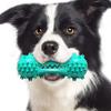Green Durable Spiky Rubber Dog Chew Toy for Teeth Cleaning