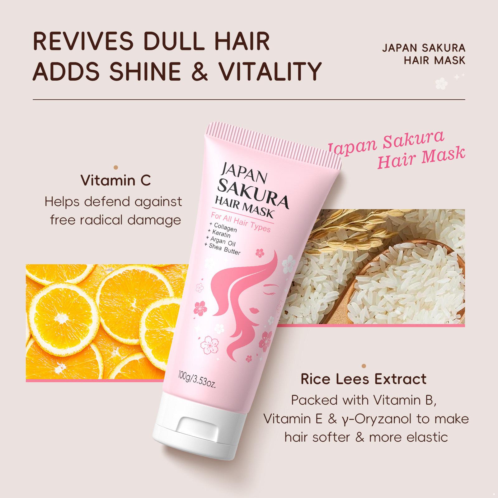 

1Pc Sakura Conditioning Hair Mask, 100g – Adds Gloss & Smoothness, Moisturizing & Nourishing Care for Women, Girls One Size розовый