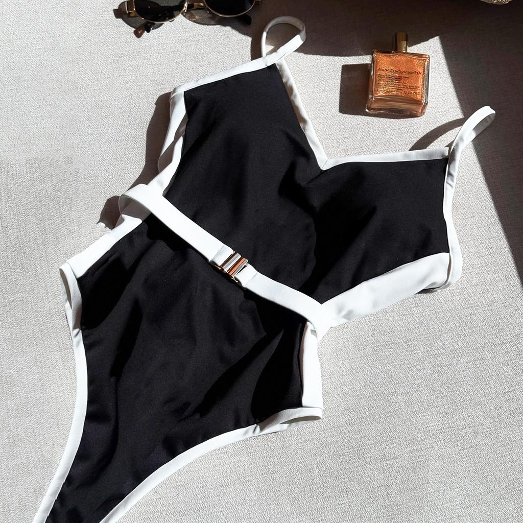Maiô Sexy Feminino Peça Única Push Up Roupa de Banho Feminina Patchwork Biquíni Cinto Monokini Traje de Banho Roupa de Banho Moda Praia