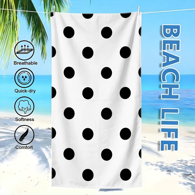 Newest Classic Black Polka Dot White Beach Towel Soft Quick Dry Microfiber Swimming Bath Towel