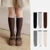 4-8J Süße Rüschen Mädchen Lange Socken Einfarbige Gestrickte Kniestrümpfe Frühling Herbst Kinder Baumwollsocken