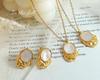 Korean-Inspired Irregular Mother-of-Pearl Pendant Necklace & Earring Gold-Plated Set