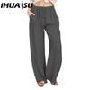IHUASU 10Color Women's Fashion Casual Solid Color Print  Pants & Capris