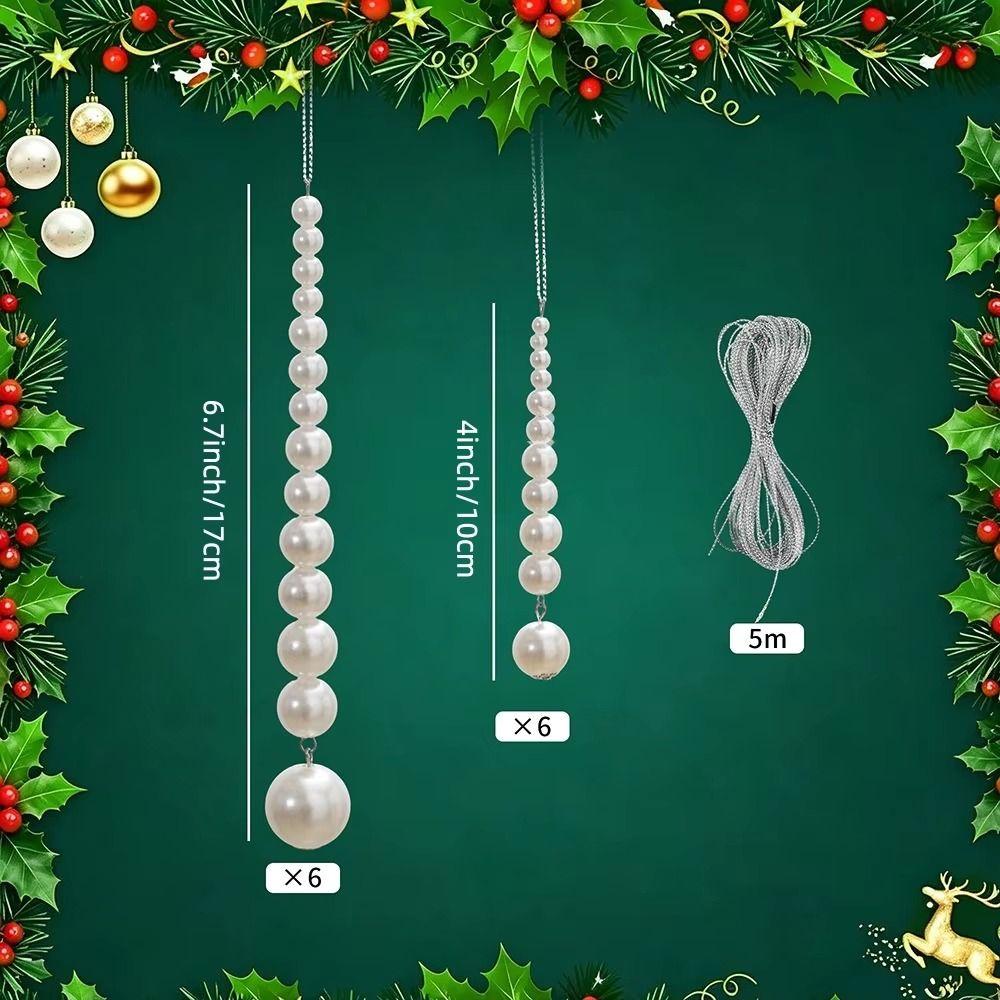 White Christmas Tree Ornaments Beaded Pearl Christmas Tree Hanging Festival Supplies