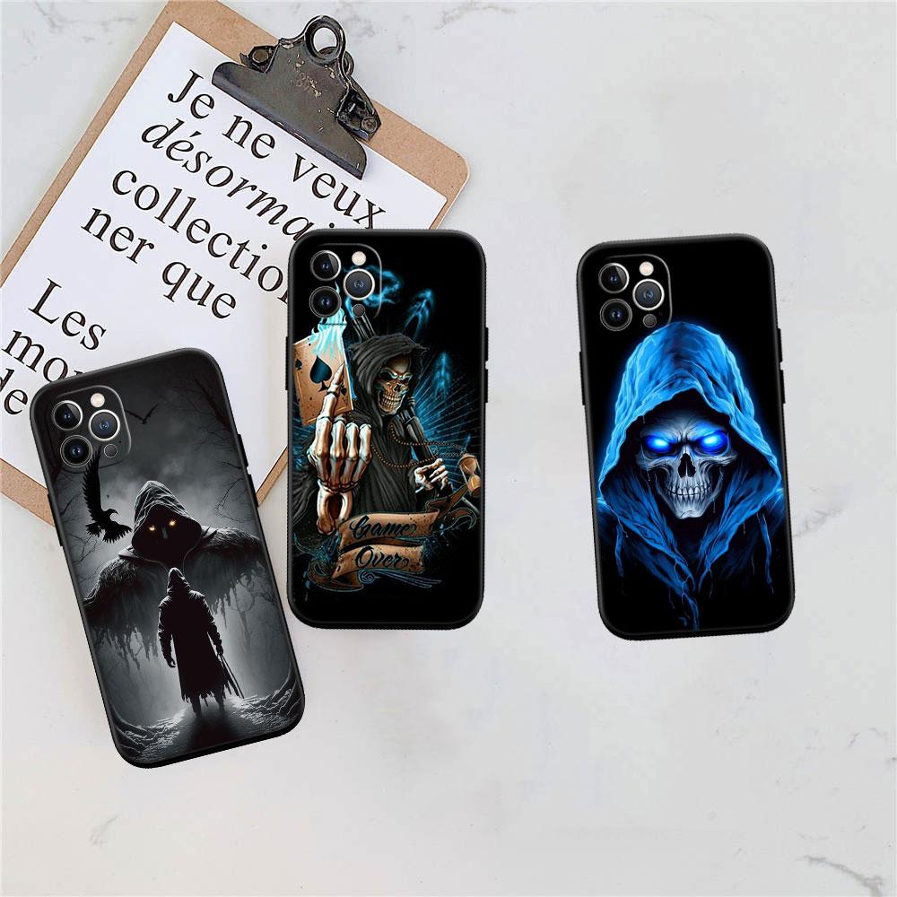 CJ63 Grim Reaper Skeleton Skull Soft Shell Phone Case for OPPO A3 Pro A72 A74 A76 A77 A77S A78 A79 A94 A95 A18 A40M A58