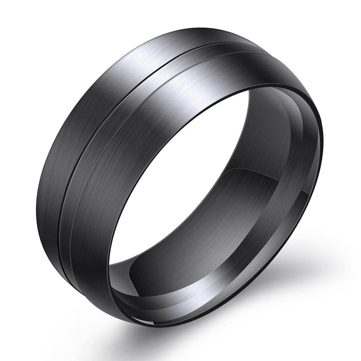 Retro Style 8MM Brushed Stainless Steel Ring – Women s Fashion Accessory Size 10 чёрный