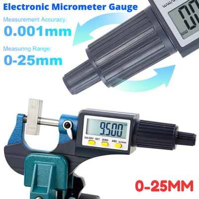 Digitaler Mikrometerhalter, 0–25 mm, LCD-Bildschirm, elektronischer Außenmikrometer mit Skalenlinie, 0,01 mm, hochpräzises Messschieber-Werkzeug