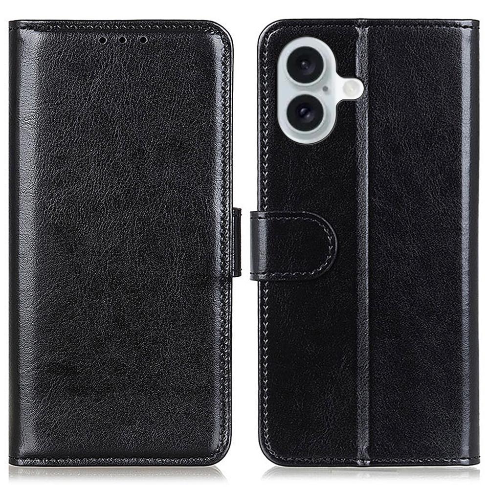 For iPhone 16 Case Crazy Horse Texture PU Leather Wallet Phone Cover