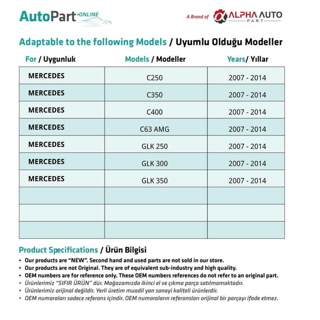 Vnitřní klika dveří LISTĚ chromovaná přední NEBO zadní levá strana pro Mercedes třídy C W204