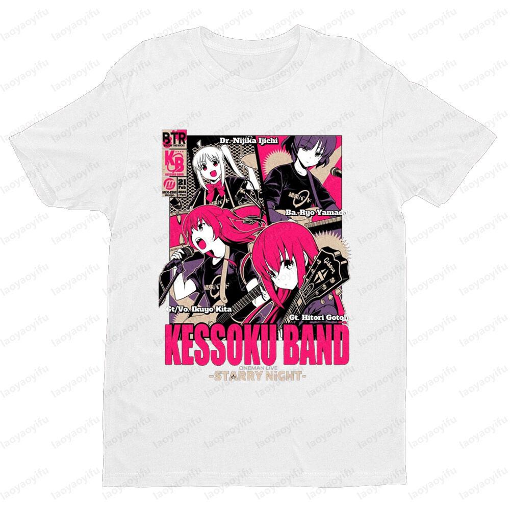 BOCCHI THE ROCK Theme Series Short Sleeve Men Women Universal Fashion Casual Crewneck Tshirt Summer Daily Life Cotton Tee Tops