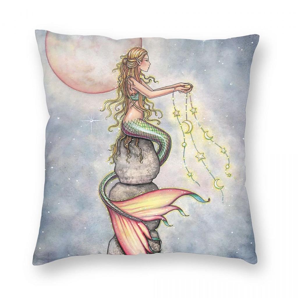 Star Filled Sky Mermaid Pillowcase Polyester Linen Velvet Pattern Zip Decor Pillow Case Sofa Seater Cushion Case