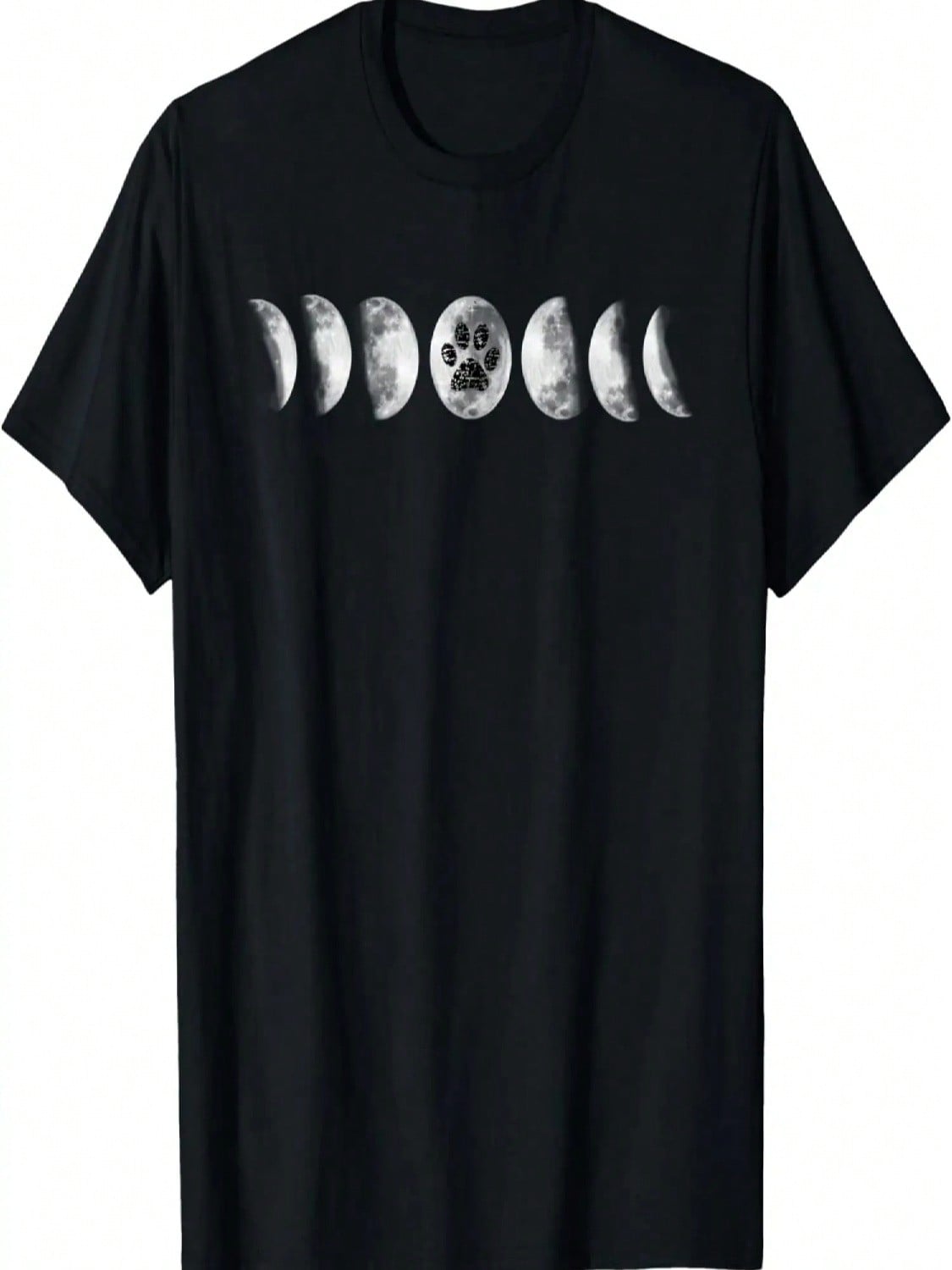 Phases Of The Moon- Space Science Dog Pawprint T-Shirt S
